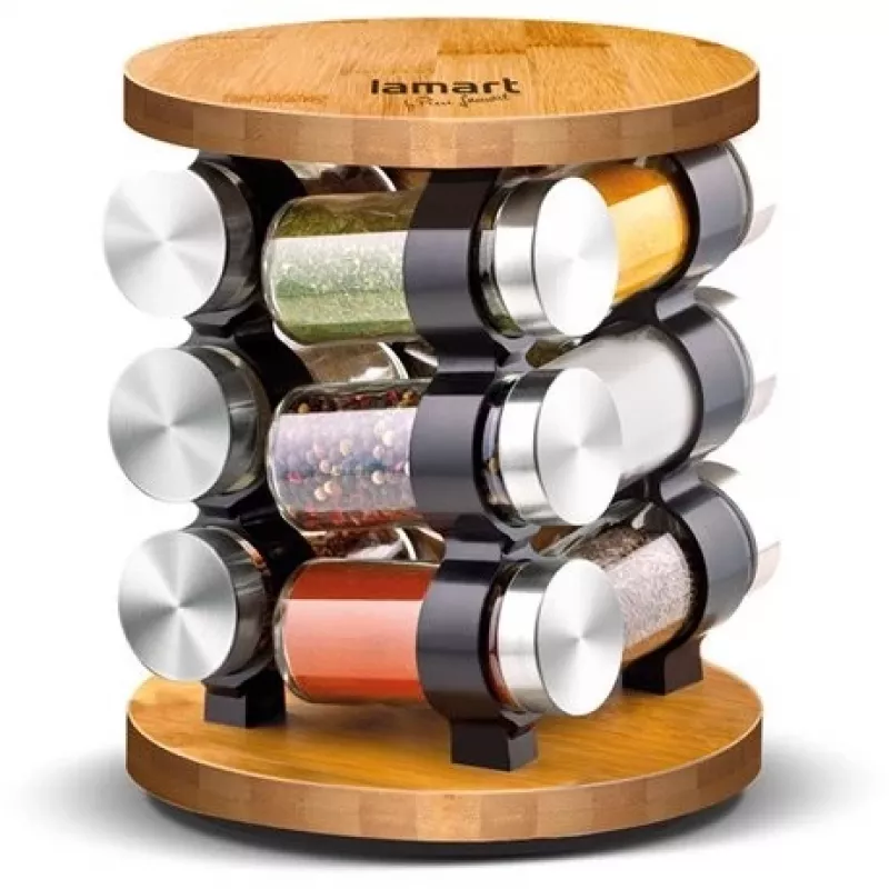 Lamart LT7051 Gewürzglas-Set aus Glas, 12-teilig, mit Ständer