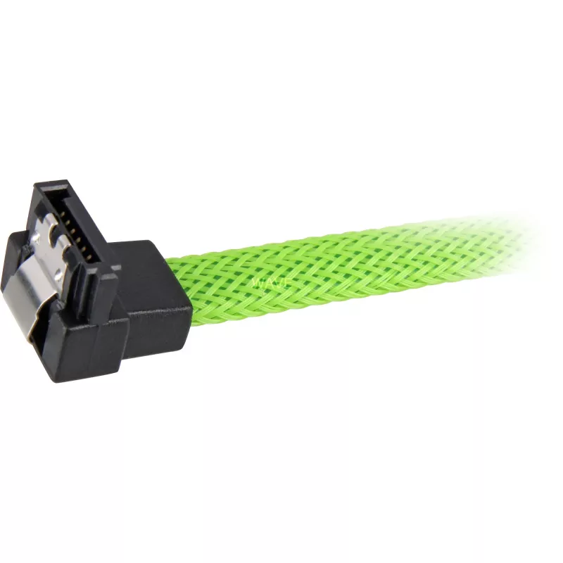 Sharkoon SATA-III-Kabel 90° mit Sleeve, 0,3 m, Grün