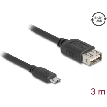 USB 2.0-Kabel DELOCK 81520 – Micro-USB-B auf USB A, 3 m, schwarz
