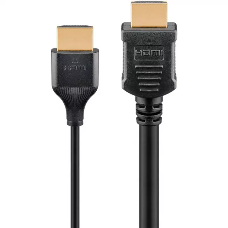 Goobay 75296 Slim High-Speed-HDMI-Kabel mit Ethernet, 4K@60Hz, HDMI 2.0, Stecker auf Stecker, 5 m, Schwarz