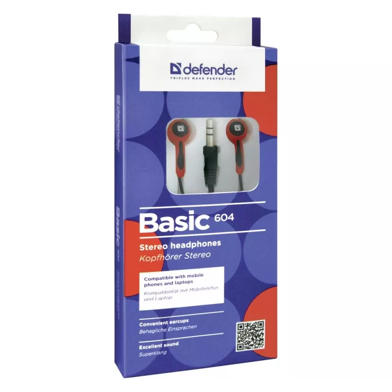 Headphones Defender BASIC 604 Schwarz-Rot
