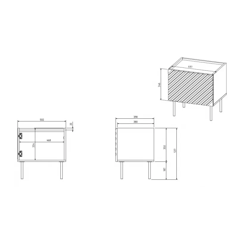 Cama Meble ONDA 301462 Nachttisch, 2er-Set, 50×40×54 cm, grün