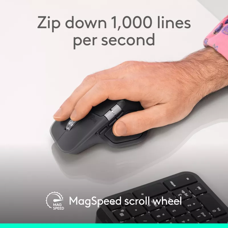 Logitech MX Master 4 for Business Maus – Kabellos + Bluetooth, 8000 DPI, Graphit | Logitech