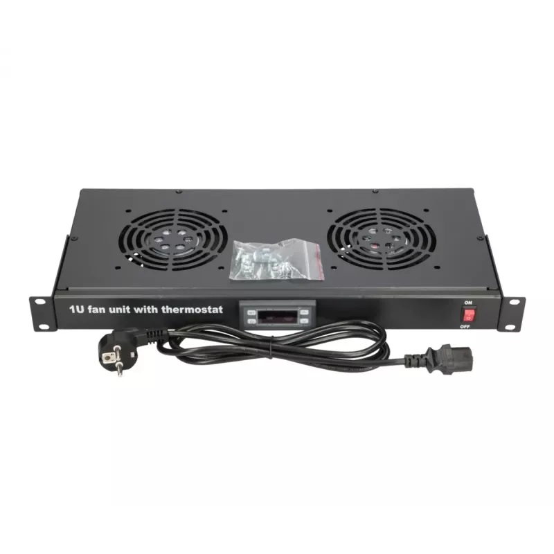 Extralink EX.19089 19-Zoll-Lüfterpanel, 2 Lüfter mit Thermostat