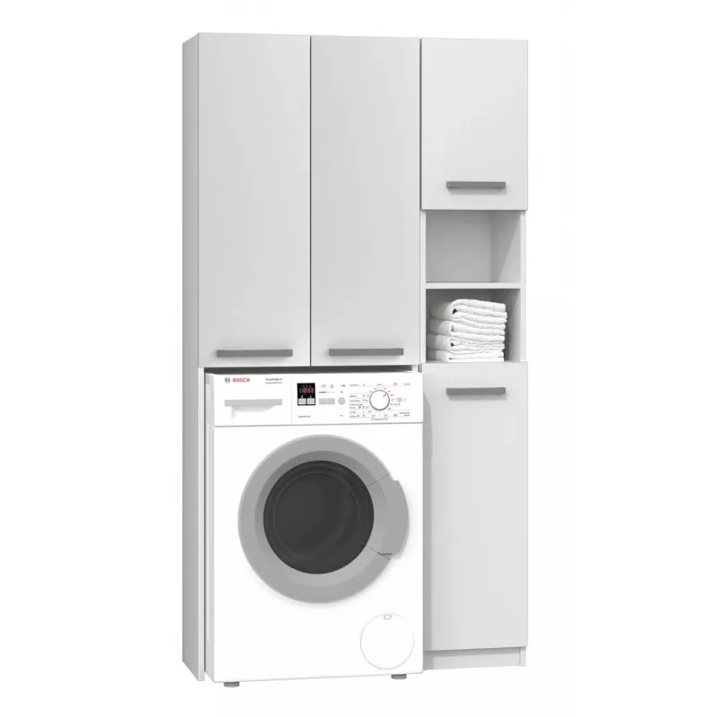 Badezimmer-Standschrank Top-E-Shop MARPOL DD BI – freistehend, weiß, 10 Einlegeböden