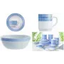 Dessertteller Esmeyer BRUSH 195 mm — gehärtetes Glas, blaue Streifendekoration