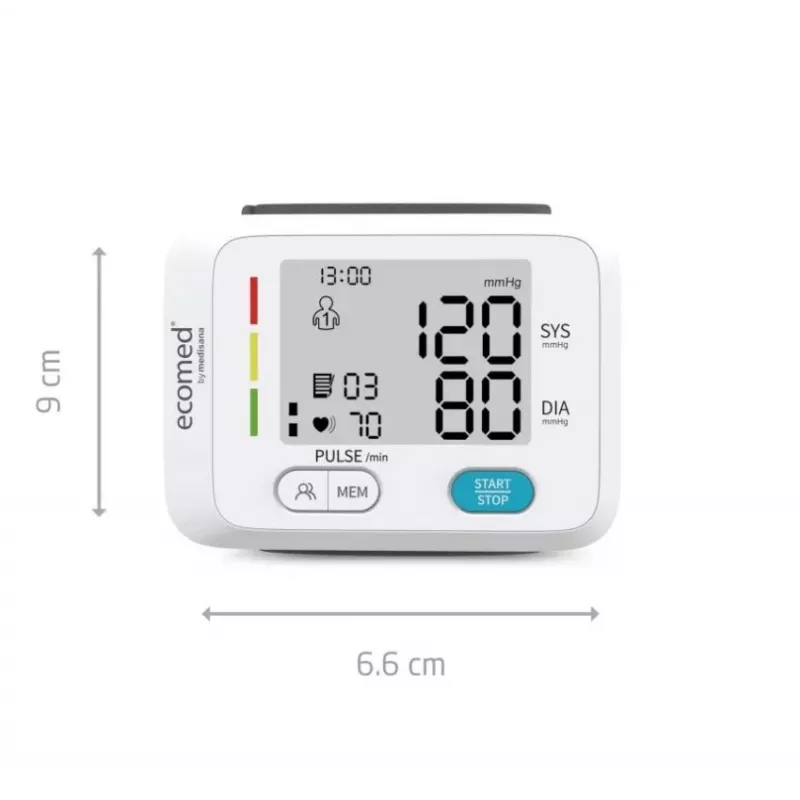 Ecomed BW-83E Handgelenk-Blutdruckmessgerät, automatisch, 2 Benutzer