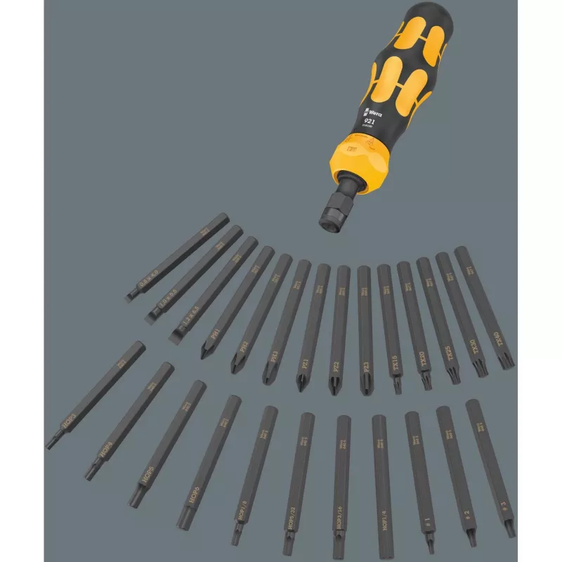 Wera 05018110001 Kraftform Kompakt 900 Set 1 Schraubendreher-Set mit Schlagschraubendreher und Bits, 19-teilig, 1/4", schwarz/gelb
