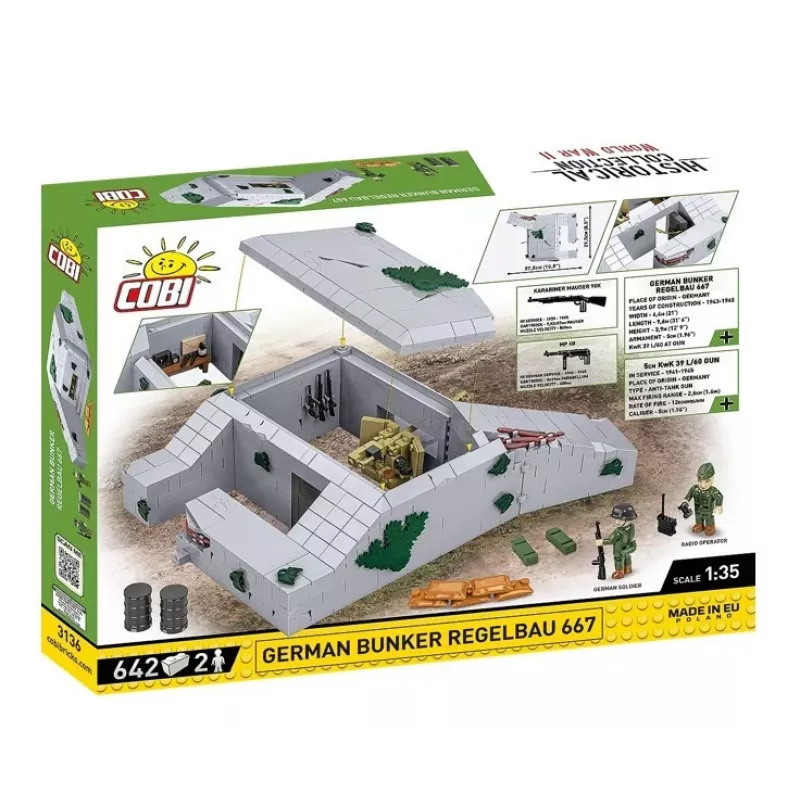 Konstruktionsset Cobi Deutscher Bunker Regelbau 667/642 Modell COBI-3136 – detailliertes Bausteinset