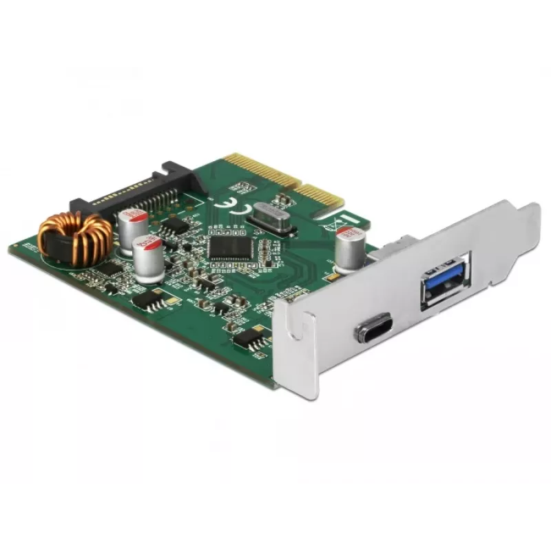 DeLOCK 90299 PCIe x4 Karte, 1x USB Type-C + 1x USB Type-A, USB 3.2 Gen 2 (10 Gbps)