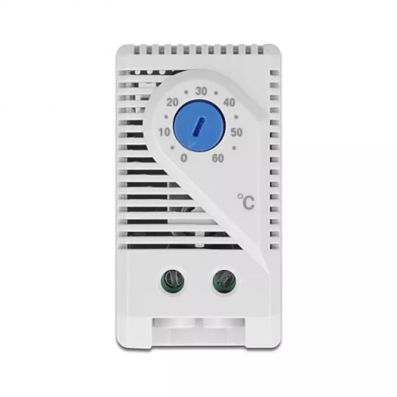 Delock 66823 Thermostat mit Öffner-Kontakt für Hutschiene, grau