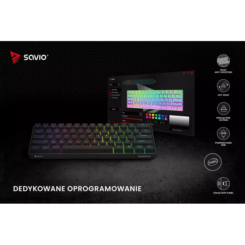 SAVIO BLACKOUT X2 Mechanische Tastatur OUTEMU Red, Hot Swap