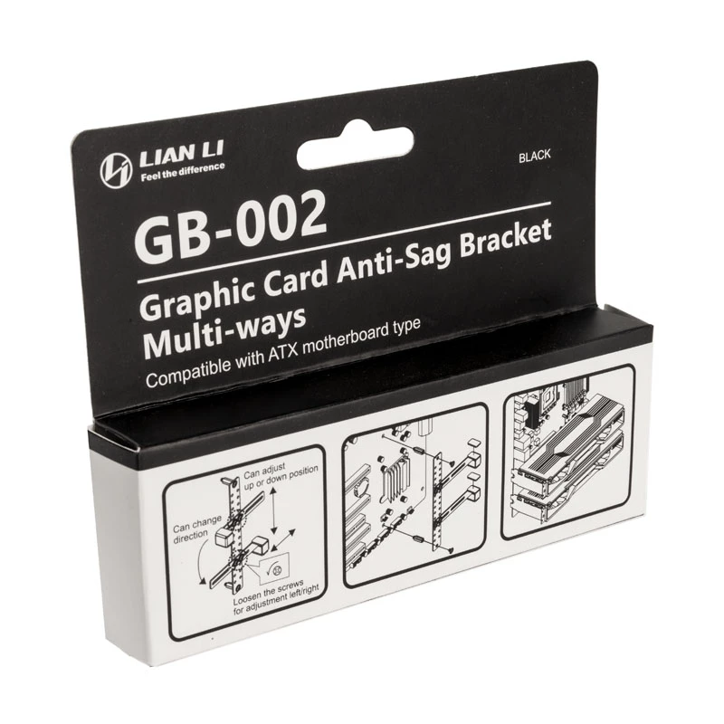 Lian Li GB-002 Universal-Grafikkartenhalter, Stahl, 128,4 mm, Schwarz, 2 Stück