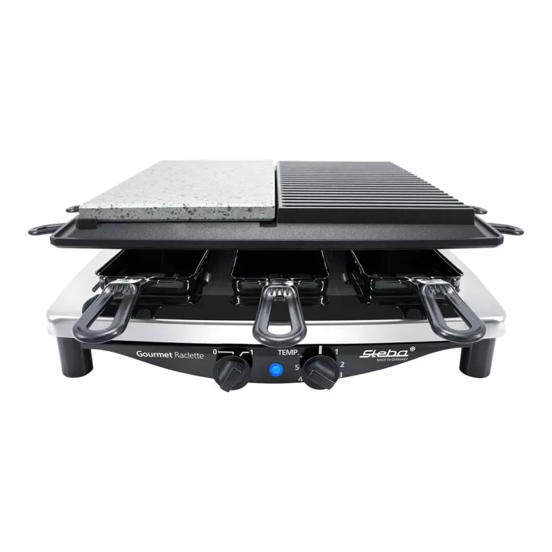 Steba RC 4 Plus Deluxe Chrome Raclette-Grill, Edelstahl/Schwarz