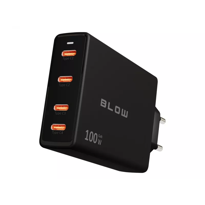 BLOW 4xUSB-C PD 100W GaN Wandladegerät, schwarz