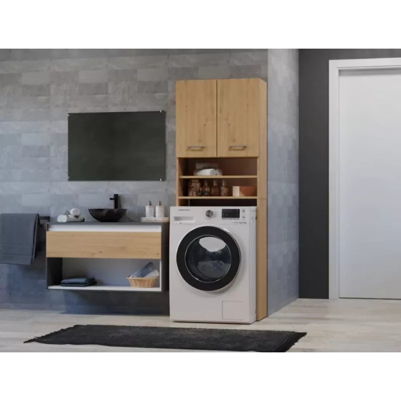 Topeshop POLA DD ARTISAN Badezimmer-Aufbewahrungsschrank Eiche