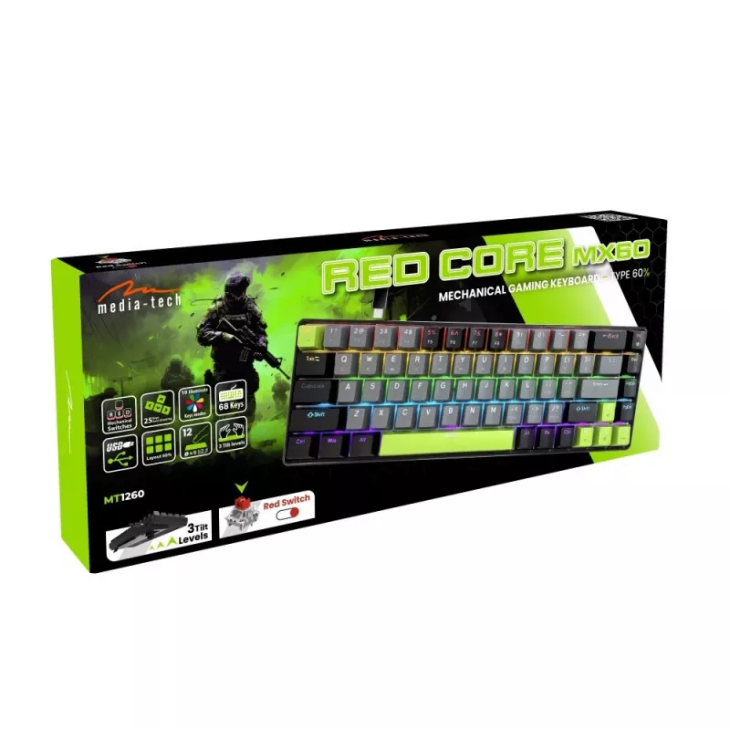 Media-Tech MT1260 Red Core MX60 mechanische 60-%-Tastatur