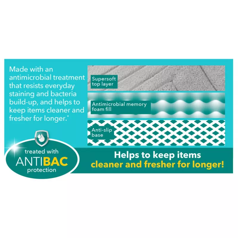 Badematte Beldray LA032647LGRYUFFEU7 Antibac Chevron Memory-Schaum, antibakteriell, grau