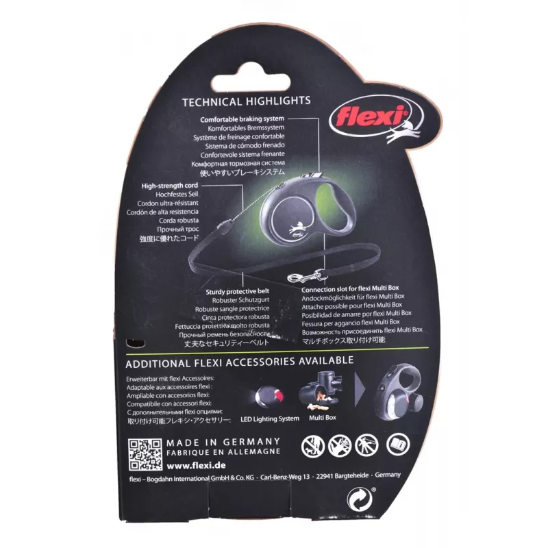 Flexi Black Design S 5 m Hundeleine mit Rollmechanismus