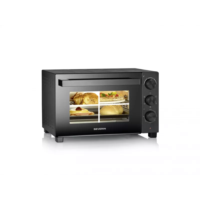 Mini-Backofen SEVERIN TO 2075 — 30 L Kapazität, 1600 W, freistehend, schwarz, Grillfunktion