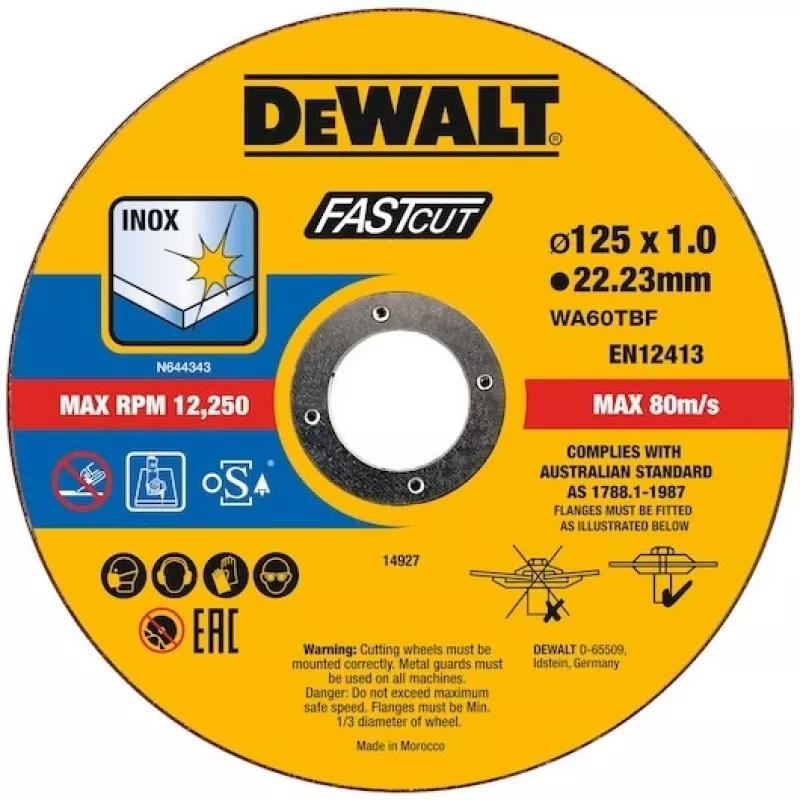 DeWalt DT20540-QZ Metal Target Inox Trennscheiben 125 x 1,0 mm, 100er-Pack