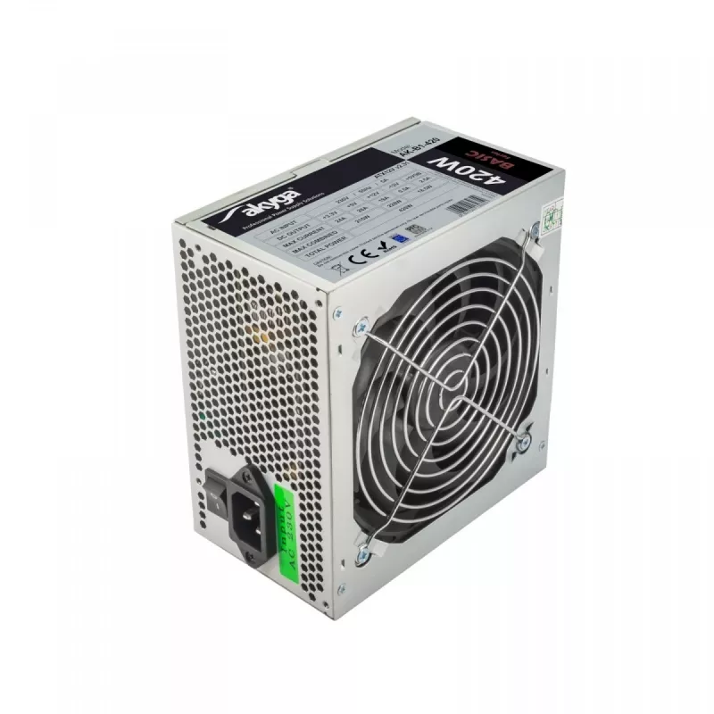 Akyga Basic AK-B1-420 ATX-Netzteil 420 W, 120-mm-Lüfter, passive PFC, Grau