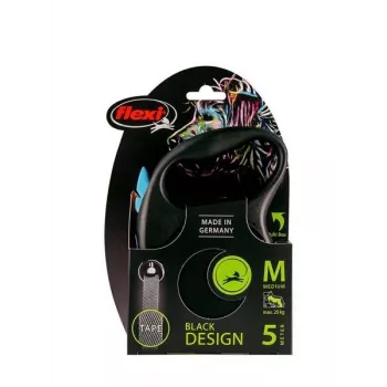 Rollleine Flexi flexi Black Design M — 5 m Länge, Bandausführung, max. Belastung 25 kg, ergonomischer Griff