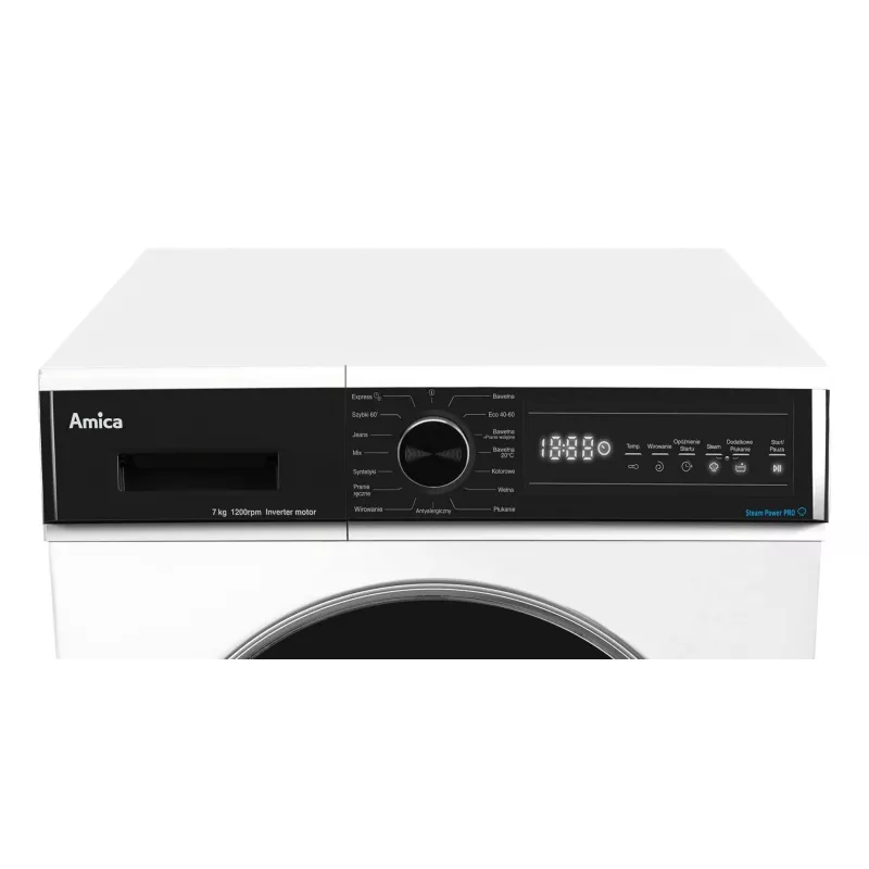 Amica WA3S712BLiSHB freistehende Frontlader-Waschmaschine, 7 kg, 1200 U/min, 15 Programme, Energieklasse B, weiß