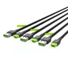 Green Cell Ray KABGCSET02 USB-A-auf-USB-C-Kabelset (3 Stk.), 1,2 m, 480 Mbit/s, grüne LED-Beleuchtung