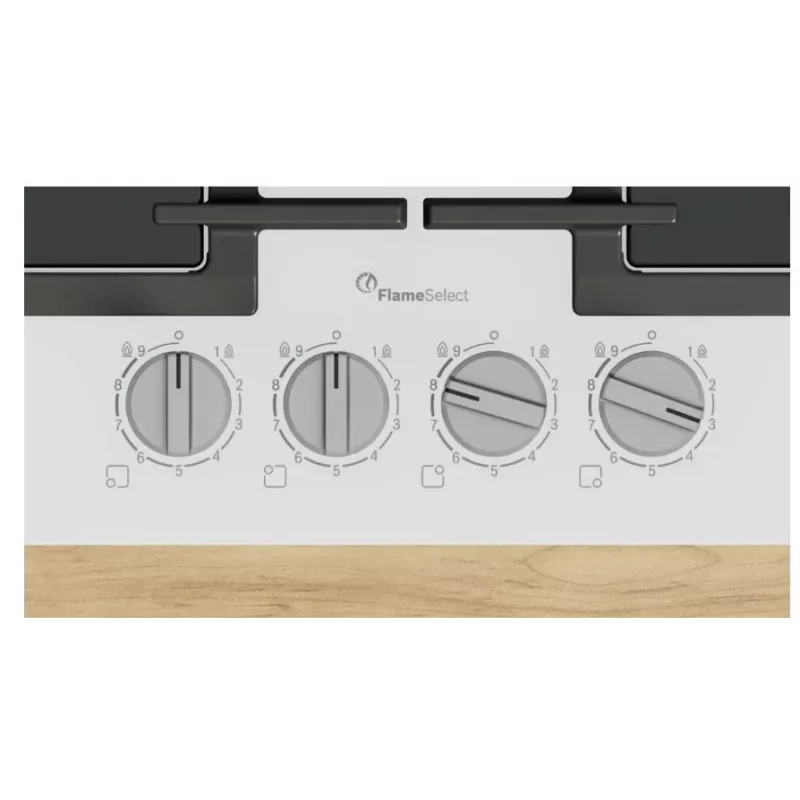Eingebautes Gas-Kochfeld Bosch PPP6A2I40, 4 Zonen, Gusseisenroste, schwarz, 590×520×54 mm, Drehknopfsteuerung