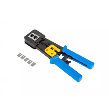 Lanberg NT-0204 Crimpzange für RJ45-, RJ12-, RJ11-Durchgangsstecker, schwarz/blau