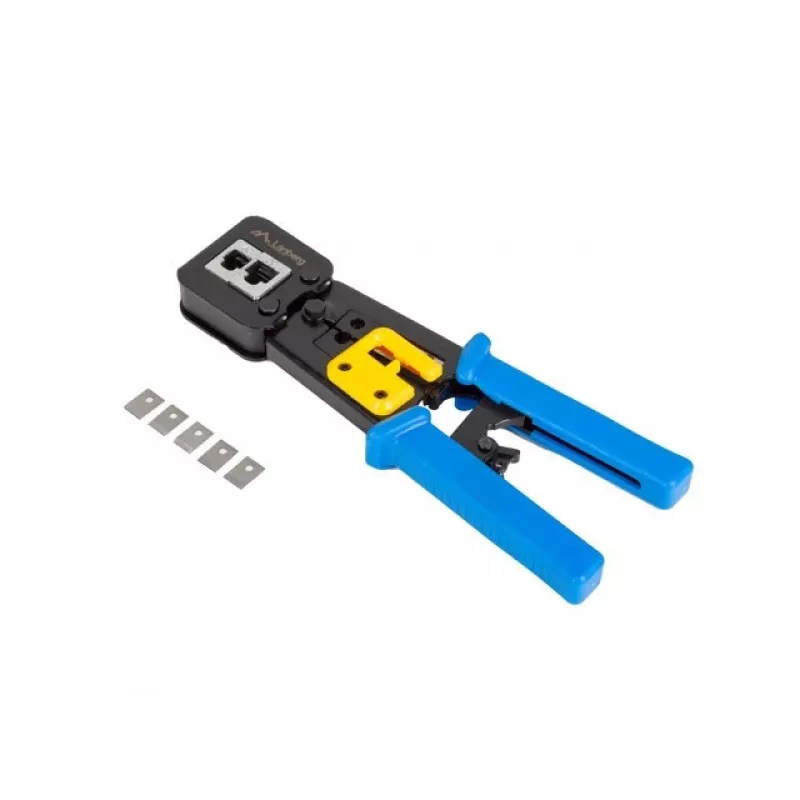 Lanberg NT-0204 Crimpzange für RJ45-, RJ12-, RJ11-Durchgangsstecker, schwarz/blau
