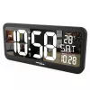 GreenBlue GB214 große digitale Wanduhr mit Temperatursensor und Datum, 37x17 cm LCD, Wandmontage oder freistehend, Netzadapter- und Batteriebetrieb