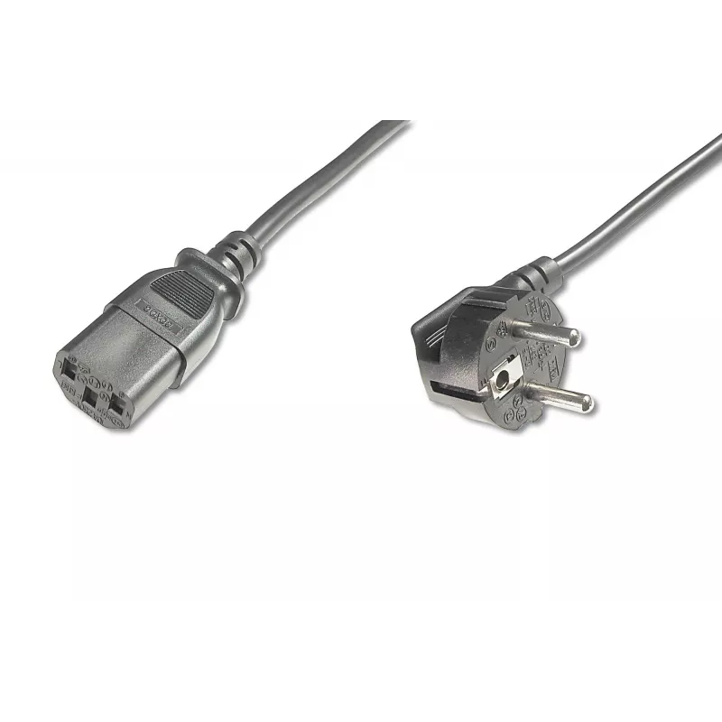 DIGITUS Netzanschlusskabel, Schuko gewinkelt auf C13, 2,5 m, schwarz