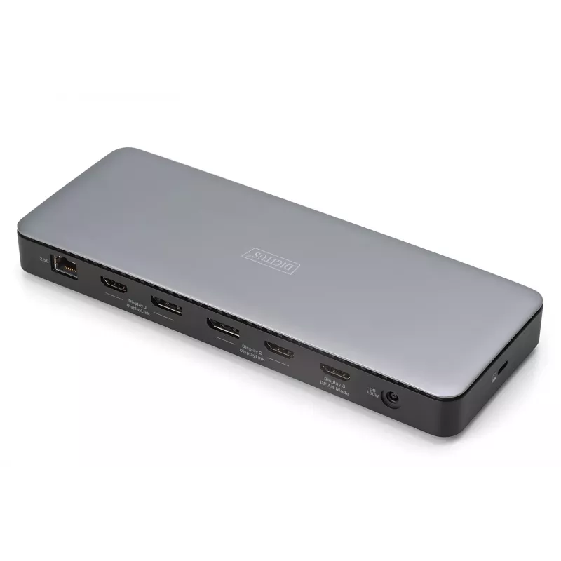 Digitus DA-70918 USB-C-Dockingstation, 13 Ports, 3x HDMI, 2x DP, 4x USB-A, 1x USB-C, RJ-45 1GbE, SD, Audio, 150 W