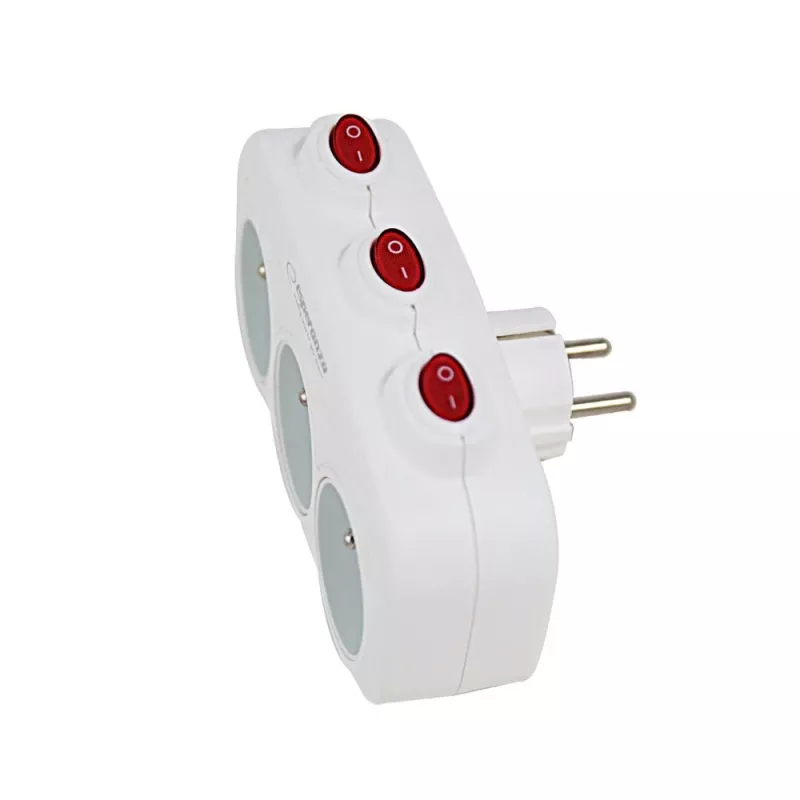 Esperanza ELK307W Elektroverteiler, 3 Steckdosen mit Schalter, weiß