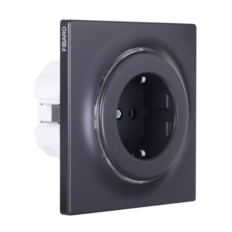 Steckdose Typ F Fibaro FGWSONF-011-8, 1 Steckdose, 110–230 V, 50/60 Hz, schwarz