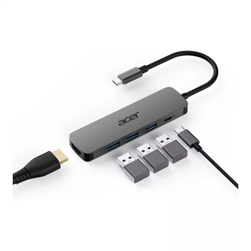 Acer 5‑in‑1 Type‑C Dongle HP.DSCAB.021 mit HDMI, USB 3.0 und 100W Power Delivery