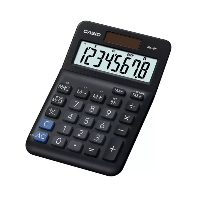 Casio MS-8F Tischrechner, einfach, 8-stellig, Batterie/Solar, schwarz