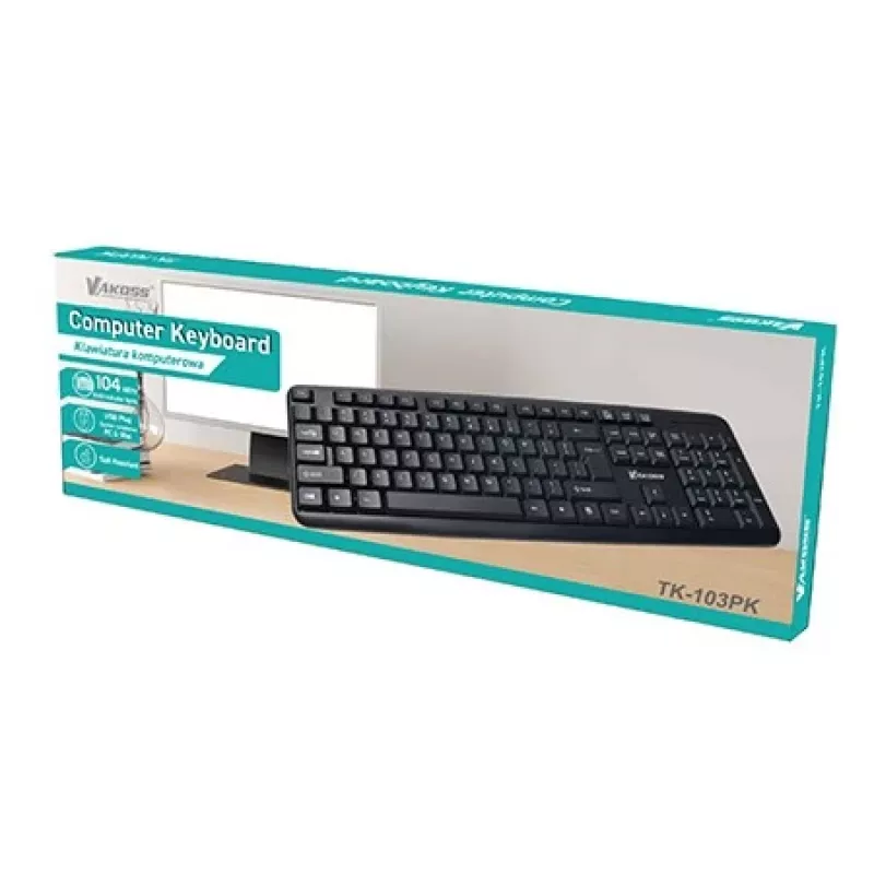 VAKOSS TK-103PK USB-Tastatur, QWERTY, schwarz
