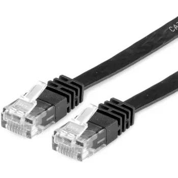 VALUE - Patch-Kabel - RJ-45 (M) auf RJ-45 (M) - 50 cm - UTP - CAT 6a - Halogenfrei, vergossen, Litzenleiter, flach - Schwarz (21.99.0820)