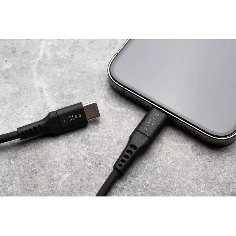 FIXED Liquid Silicone Kabel USB-C/USB-C, 0,5m, 60W, Schwarz | Fixed
