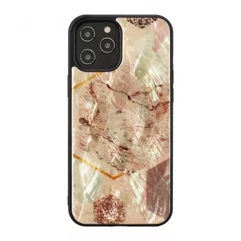 Schutzhülle iKins für Apple iPhone 12 / 12 Pro – Pink-Marmor-Design