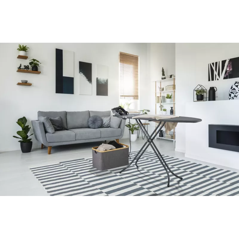Leifheit Classic M Black 72486 Bügelbrett in Originalgröße, 120 x 38 cm, Höhe 69–88 cm, schwarz