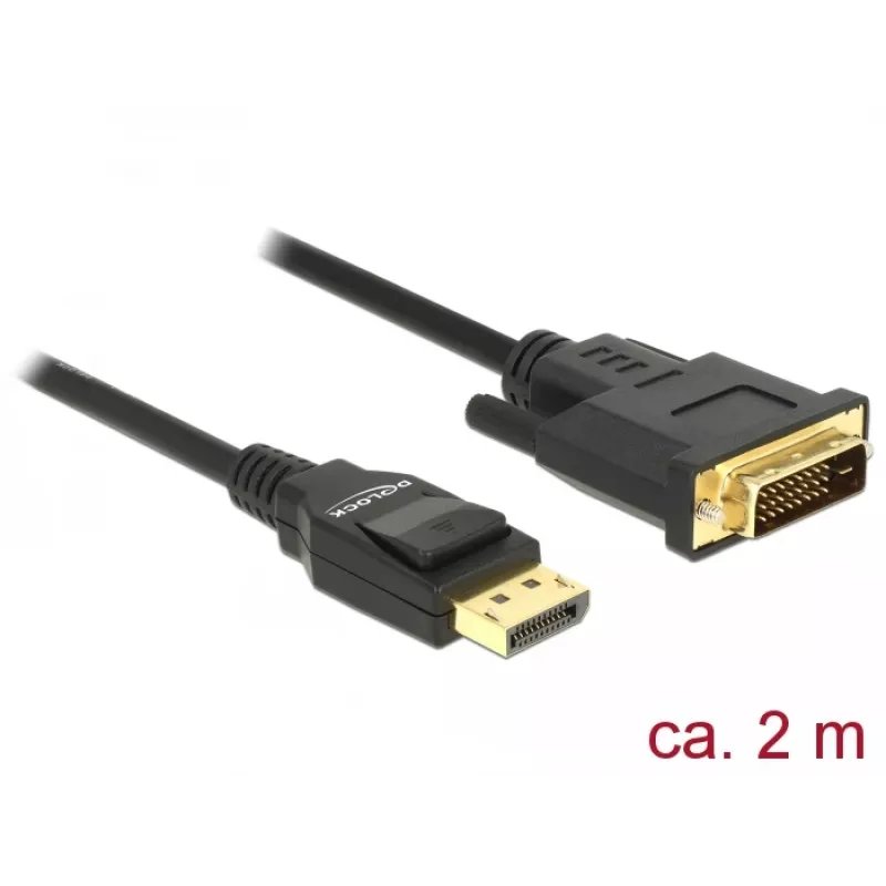DeLOCK - Videokabel - Single Link - DisplayPort (M) bis DVI-D (M) - DisplayPort 1,2a - 2,0m - passiv - Schwarz (85313)