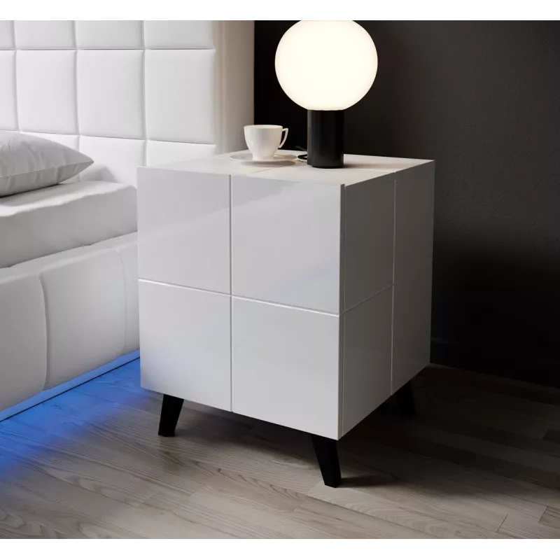 Cama Nachttisch REJA weiß glänzend/weiß glänzend