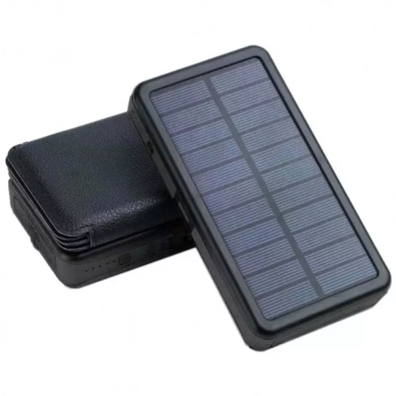 PowerNeed ES20000B faltbares Solarpanel mit Powerbank, 9 W, 20000 mAh, Li-Poly, 2x USB 2 A, Schwarz