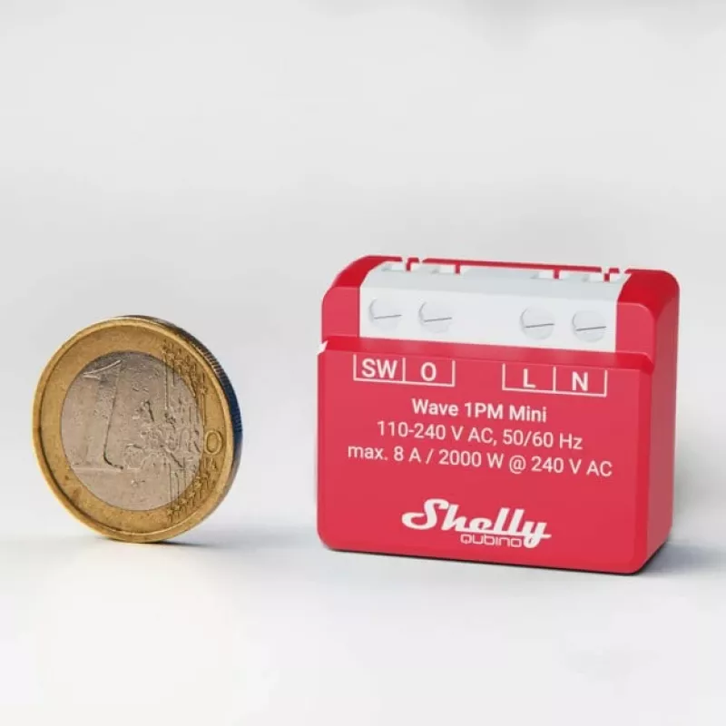 Shelly Qubino Wave 1PM Mini Z-Wave Mess-Schaltaktor Rot