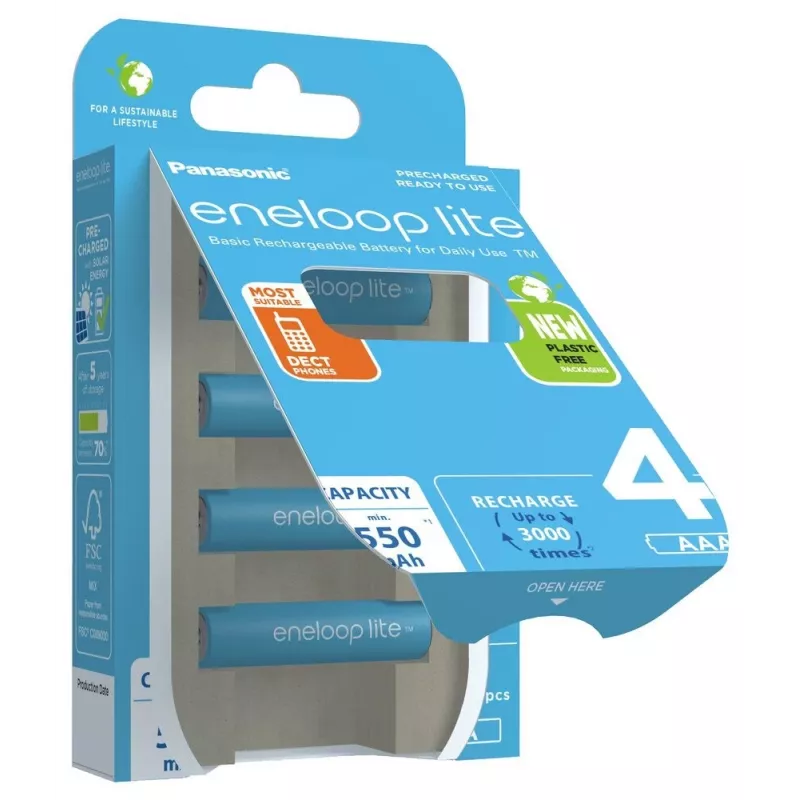 Wiederaufladbare Batterien PANASONIC ENELOOP LITE AAA 550 mAh 4 Stk. (BK-4LCCE/4CP)