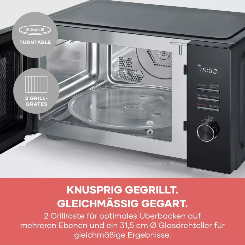 Kombi-Mikrowelle SEVERIN MW 7798, Tischgerät, 29 L, 900 W, Schwarz, 315 mm Drehteller